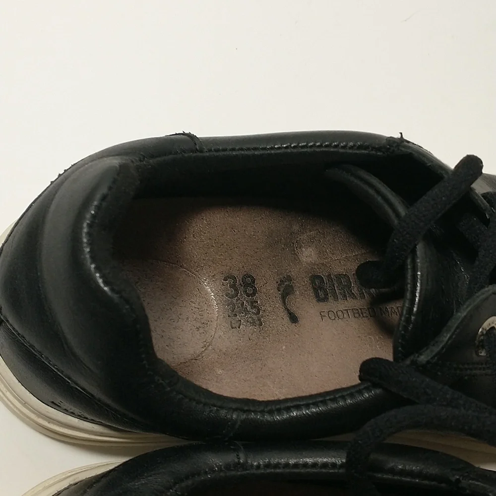 Birkenstock Bend Low Leather Black Sneaker, Euro 38,‎ US Size 7, Gram Core